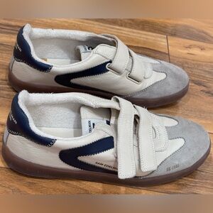 Sam Edelman Cream and Navy Velcro Sneakers